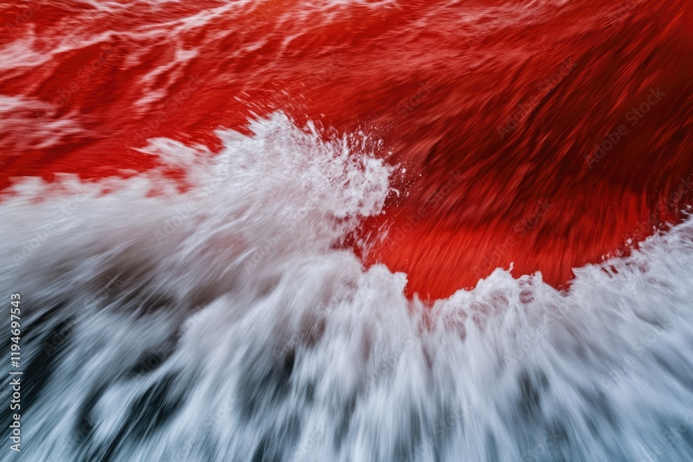 Poster a detailed view of a red and white striped wave, suitable for use in illustrations or designs relate