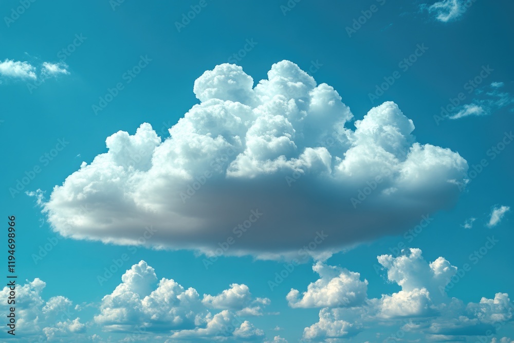 Poster a large cloud floating in a clear blue sky