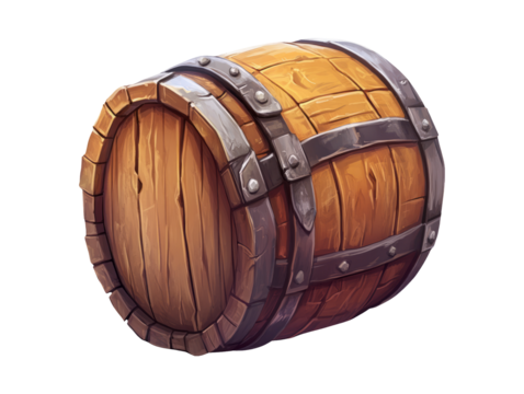 Cartoon Keg Icon for Oktoberfest Game Setting with Transparent Background