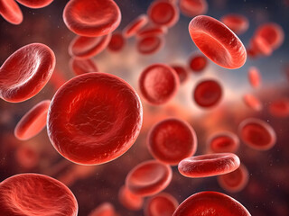 Macro image of many red blood cells created using AI