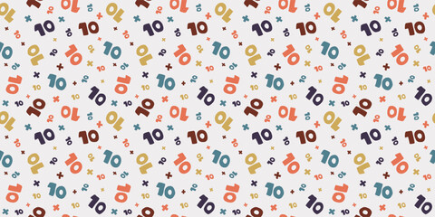 Scandinavian numbers illustration background. Seamless pattern. Vector. 北欧の数字イラストパターン