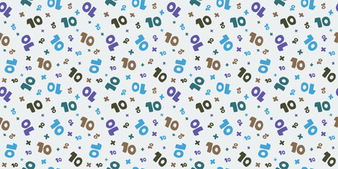 Scandinavian numbers illustration background. Seamless pattern. Vector. 北欧の数字イラストパターン