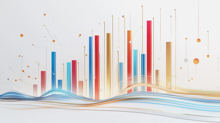 Abstract white background with Colorful charts and graphs with statistics to innovative analyze business potential and forecast future development of companies growth.