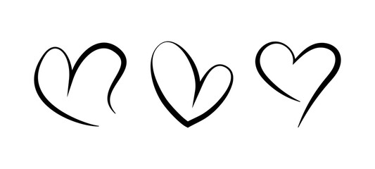 Сollection of black heart line drawings
