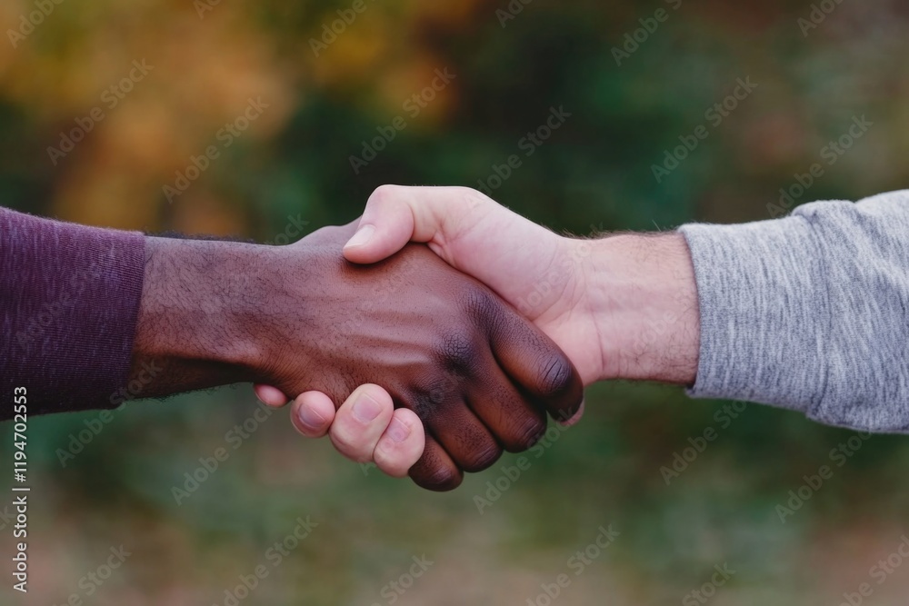 Poster two individuals shaking hands in a professional setting