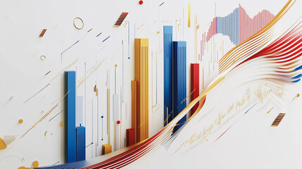 Obraz premium Abstract white background with Colorful charts and graphs with statistics to innovative analyze business potential and forecast future development of companies growth.