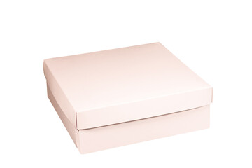 Package box rectangle, blank advertise template for products packaging. White color empty closed cardboard container against white background