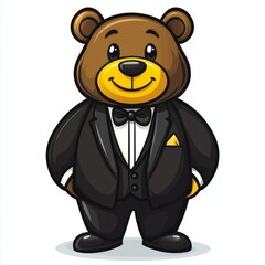Naklejka premium A Brown Bear Dressed In A Formal Tuxedo