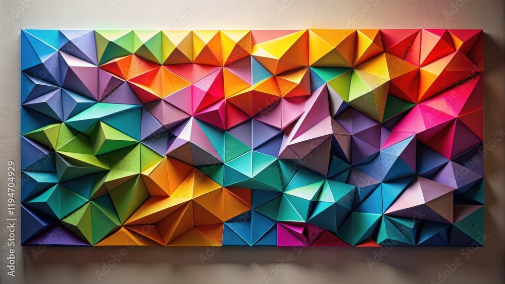 Aufkleber vibrant abstract geometric wall art featuring a multifaceted colorful triangular design