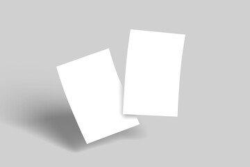 White blank sheets of a4 paper size or documents mockup on a gray background. Template for design blank paper sheets