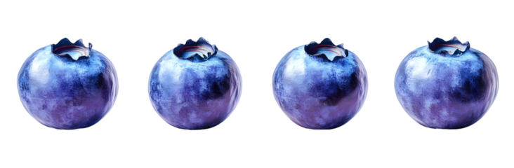 Four Blueberries Isolated on White Background