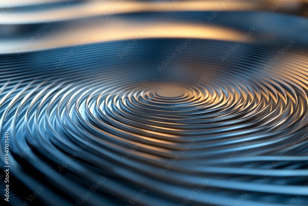 Fototapete artistic metal waves showcasing intricate, flowing patterns with reflections of light, evoking a sen