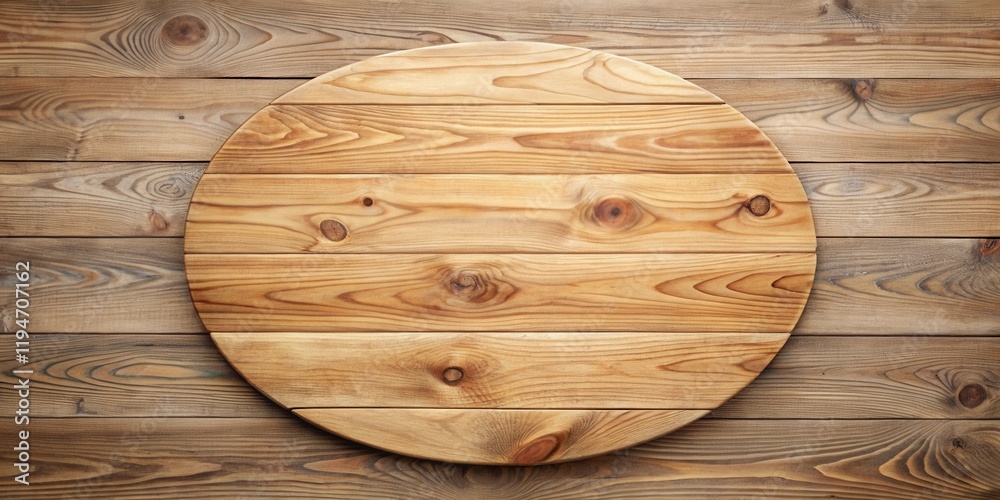 Poster circular wooden panel on rustic wooden background ideal for displaying products or designs