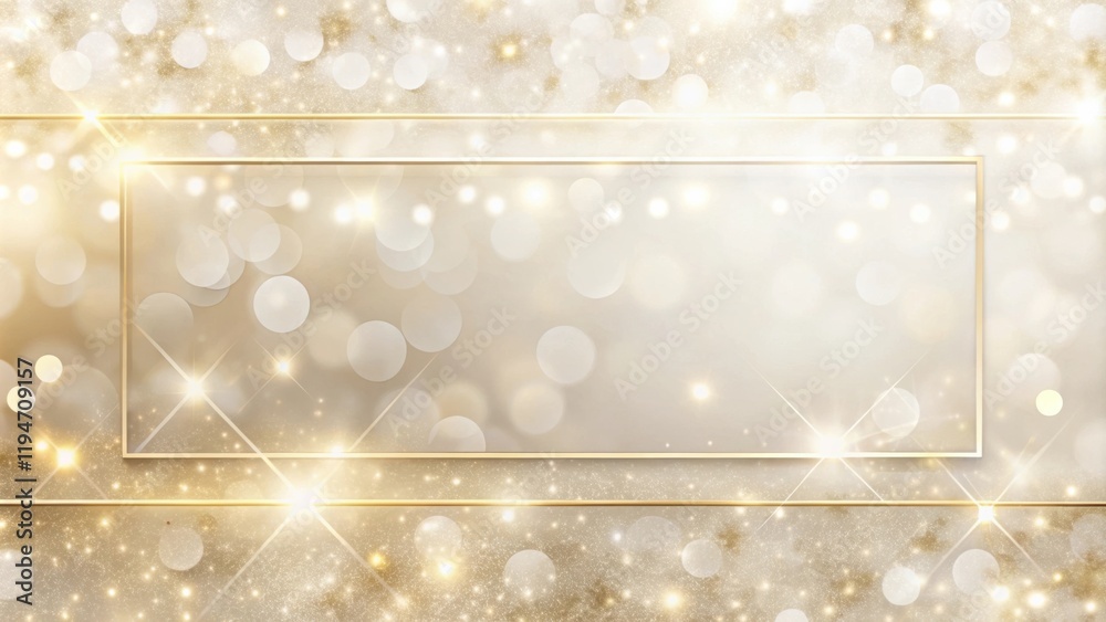 Poster Elegant Golden Sparkle Background with Frame for Text or Image