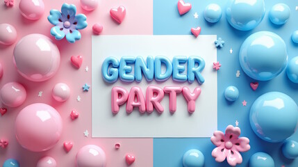 gender reveal party background with blue and pink balloons	