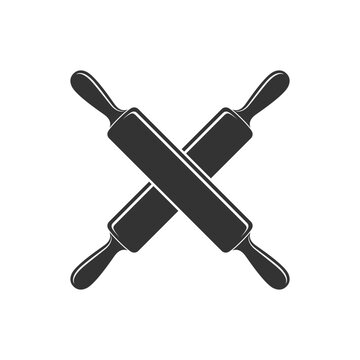 recommend clip art: Two crossed rolling pin graphic icon. Rolling pins sign isolated on white background. Bakery symbol. Vector illustration