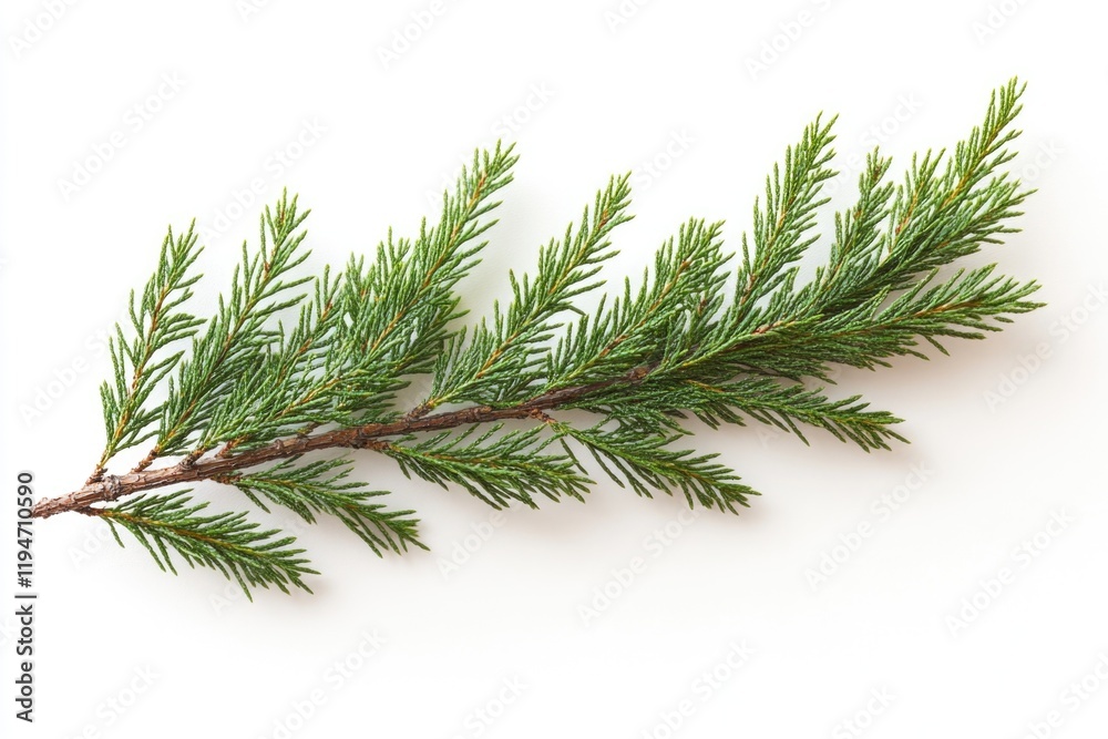 Poster a close-up shot of a pine tree branch lying on a white surface, great for minimalist compositions an