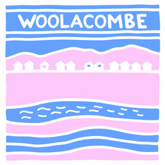 Woolacombe beach coast sticker - England  North Devon souvenir printing design