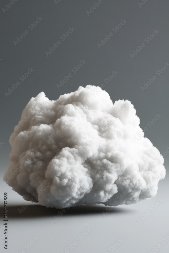 Poster a white cloud sits on a gray surface, perfect for backgrounds and compositions
