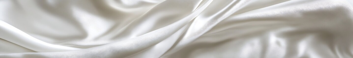 Luxurious white silk fabric with detailed texture, smooth and elegant folds, perfect for backgrounds, presentations, and textile design concepts.