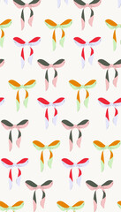 Colorful bow-knots seamless pattern, gift print. Holiday texture, present concept, wallpaper, party decoration, birthday celebration. Vector bow illustration on gray background