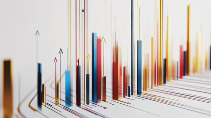 Obraz premium Abstract white background with Colorful charts and graphs with statistics to innovative analyze business potential and forecast future development of companies growth.