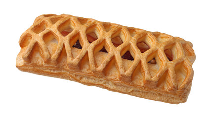 Delicious mesh puff pastry isolated on white