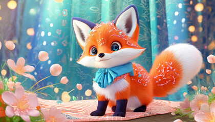 Fototapeta premium Cute wild animal, fox - 귀여운 야생 동물, 여우