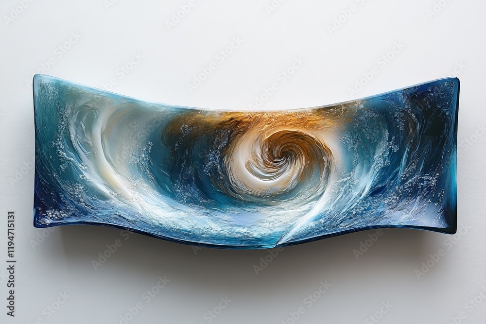 Aufkleber a striking abstract bowl art piece featuring a swirling vortex of blues and hints of gold. this dyna
