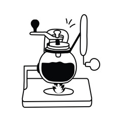 A coffee mill icon depicting a manual grinder used to grind coffee beans for brewing aromatic coffee