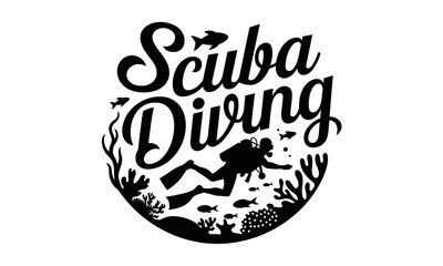Scuba Diving Vector minimal clipart graphic