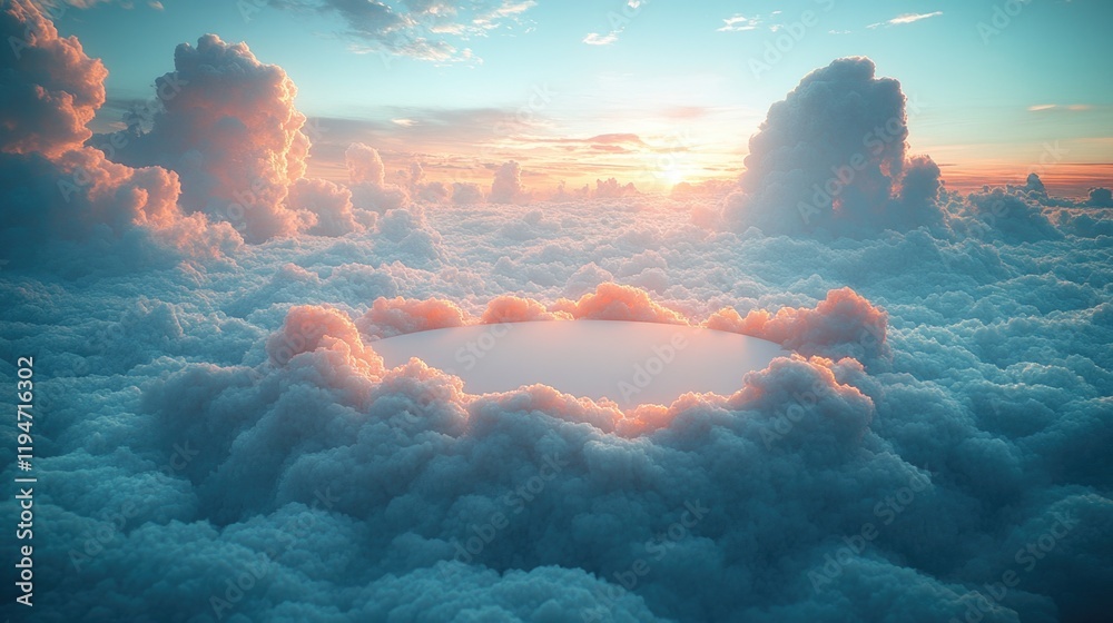 Poster a cloudy sky with a circular shape at its center, ideal for use in presentations or designs related 