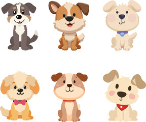 Fototapeta premium collection of cute dog illustrations