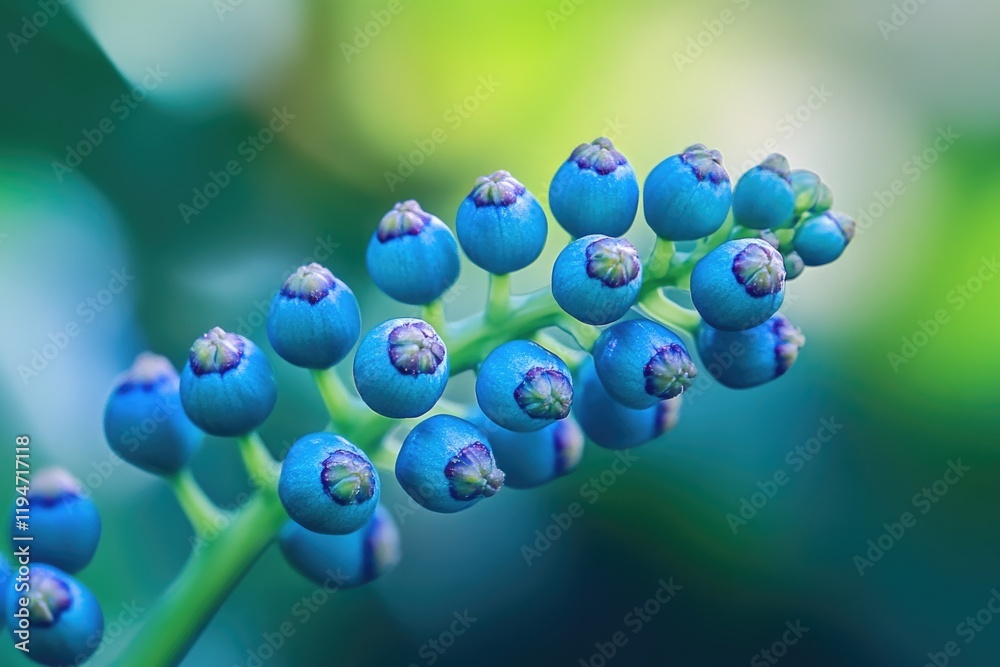 Poster a close-up shot of a cluster of blue flowers, perfect for use in designs or as a decorative element