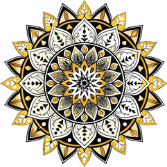A detailed and intricate mandala design with symmetrical patterns and geometric elements, symbolizing balance and harmony. This versatile design is perfect for digital art, home décor, meditation visu