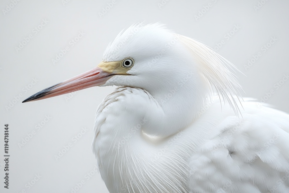 Poster a close-up shot of a white bird with a distinctive long beak