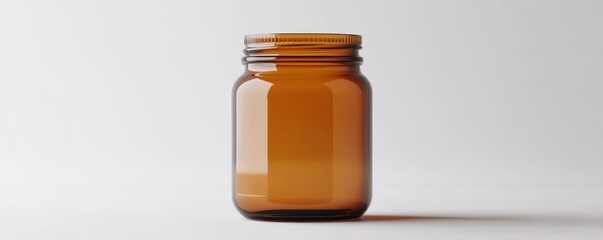 Small Amber Glass Mason Jar Mockup