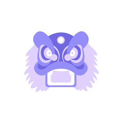 Lion Dance Mask In Flat Vector Illustration Symbolizing Chinese New Year, Tradition, And Celebration, Isolated On White Background