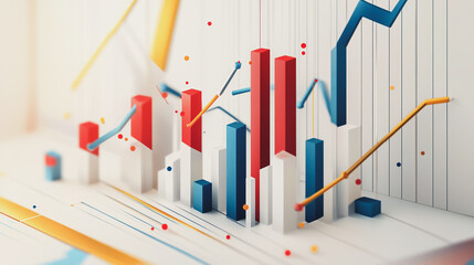 Fototapeta premium Abstract white background with Colorful charts and graphs with statistics to innovative analyze business potential and forecast future development of companies growth.