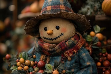 A close-up view of a snowman wearing a hat and scarf, perfect for winter or holiday-themed projects