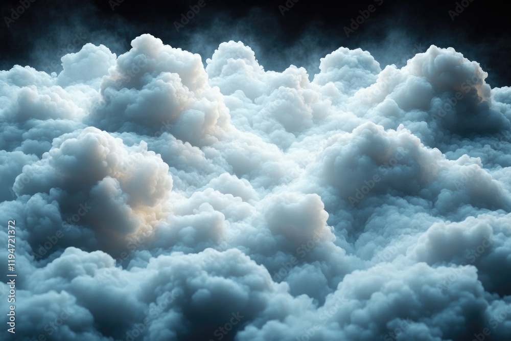 Poster a clear blue sky with many white clouds, suitable for use as a background or atmospheric condition