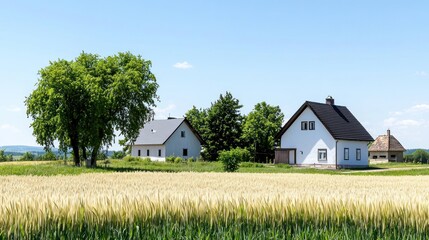 Obraz premium Summer Farmhouse in Wheat Field