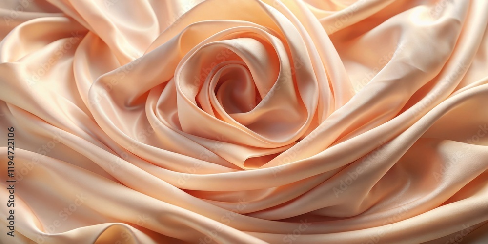 Poster luxurious peach satin fabric draped in elegant swirls and soft folds