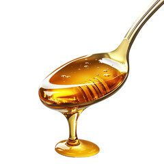 Honey Dripping from Spoon in Bright Light Isolated on transparent background
