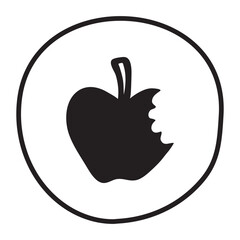 Apple doodle icon hand drawn with black line in freehand style. Vector illustration isolated on white background