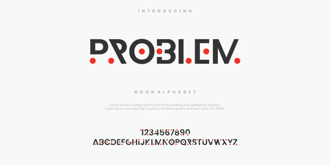 Problem modern abstract alphabet font. Minimal technology typography, Creative urban sport fashion futuristic font and with numbers. vector illustration