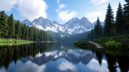 Fototapeta premium Serene Mountain Lake