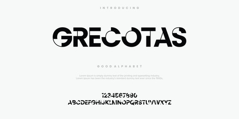 Grecotas custom Abstract minimal modern alphabet fonts. Typography technology vector illustration