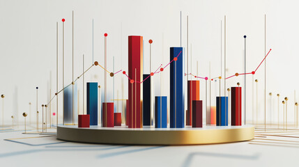 Abstract white background with Colorful charts and graphs with statistics to innovative analyze business potential and forecast future development of companies growth.