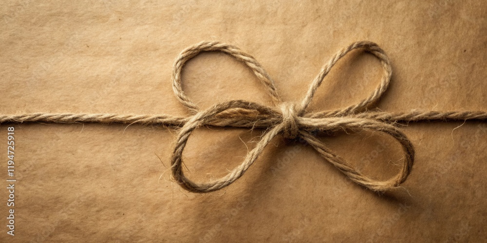 Aufkleber rustic kraft paper package tied with a simple twine bow